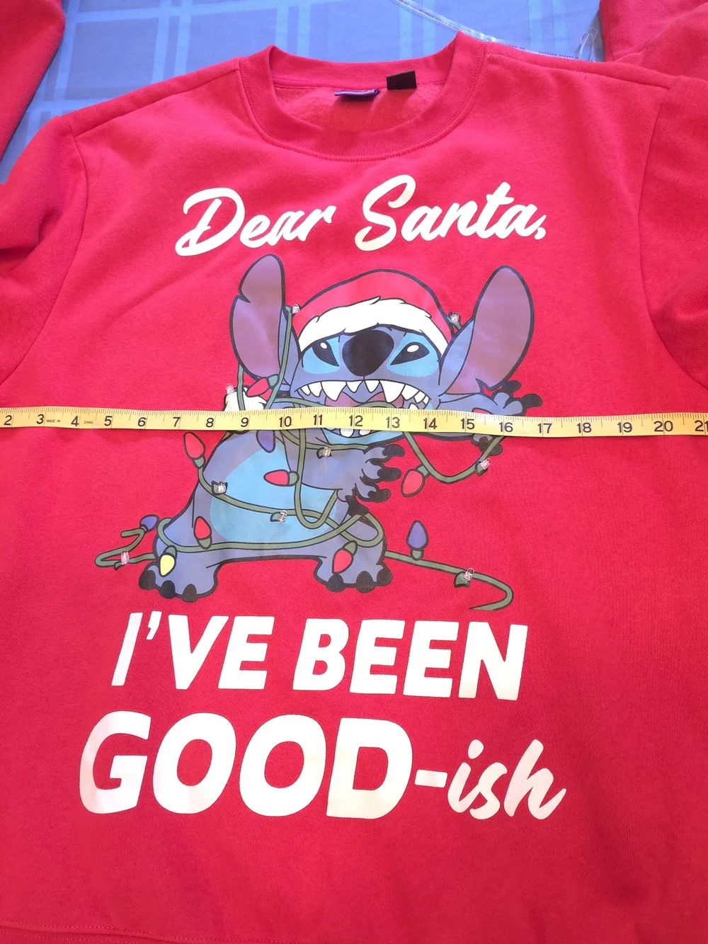Disney Stitch Light Up Christmas Sweatshirt Red Medium Dear Santa Holiday